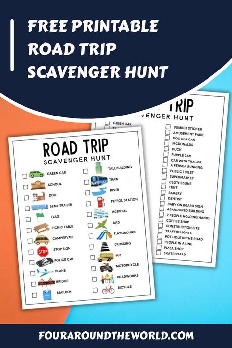 These free printable road trip scavenger hunt activities are perfect for keeping kids entertained during long car rides, with 2 different versions to print. Road Trip Scavenger Hunt For Teens, Road Trip Scavenger Hunt For Kids, Car Ride Scavenger Hunt, Car Activities For Kids, Scavenger Hunt Activities, Road Trip Toys, Fun Road Trip Games, Road Trip Scavenger Hunt, Road Trip Printables