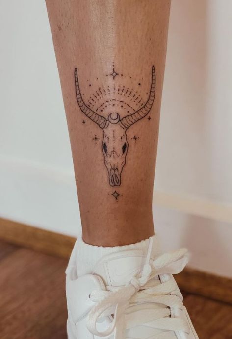 Deer Skull Tattoo, Bull Skull Tattoo, Deer Skull Tattoos, Small Animal Tattoos, Bull Skull Tattoos, Animal Tattoos For Women, Bull Tattoos, Deer Skull, Flowers Tattoo