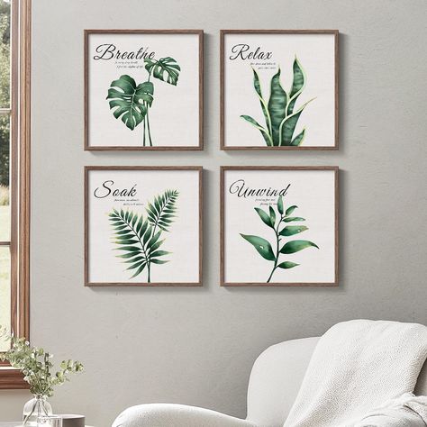 PRICES MAY VARY. [Framed Wall Art]: A set of 4 pieces framed sage green botanical wall art prints each measures 10x10 inches. The frames are made of durable, rust-resistant metal and the surface is veneered with dark wood color to simulate the real wood texture. [Canvas Art Wall Decor]: Our artwork set is made of waterproof canvas, which is moisture-proof and easy to maintain. This canvas has a unique texture that can enhance the visual effect of the image and make the color more saturated, whic