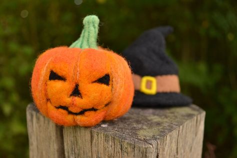 I Create Unique Needle Felted Halloween Decorations From Sheep Wool! Needle Felted Halloween, Felt Halloween Decorations, Felted Halloween, Halloween Felt Crafts, Halloween Pumpkin Decor, New Zealand Sheep, Pumpkin Decorations, Needle Felting Diy, Felt Pumpkins