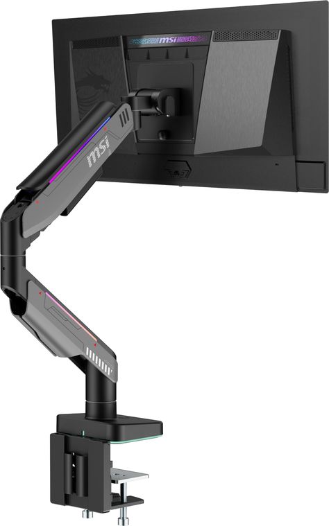 PRICES MAY VARY. Heavy Duty Design: Experience durability and reliability with the MSI MPG MT201R Premium Single Monitor Stand Arm, supporting screen sizes from 17 to 35 inches and a weight capacity of 2 to 20 kg (4.4 to 44 lbs) per screen. Vibrant RGB Lighting: Add a dynamic touch to your workspace with RGB lighting, enhancing both aesthetics and functionality. Versatile Base Options: Choose between clamp and grommet base options for easy installation on desktops with thicknesses ranging from 1 Industry Design, Computer Desk Setup, Monitor Arm, Industrial Design Trends, Monitor Stand, Desk Setup, Amazon Home, Computer Desk, Quick Release