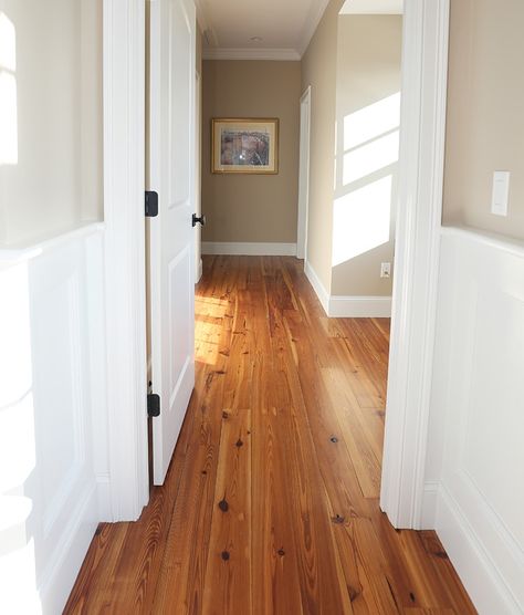 Pine Wood Flooring, Pine Flooring, Old Wood Floors, Rustic Wood Floors, Heart Pine Flooring, Beach Kitchen, Wood Floor Kitchen, Heart Pine, Yellow Wood