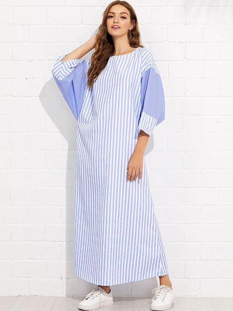 Batwing Sleeve Dress, Moslem Fashion, Sleeveless Cotton Dress, Frock Fashion, Iranian Women Fashion, Checkered Dress, Mode Chic, Nightgowns For Women, Casual Chic Outfit