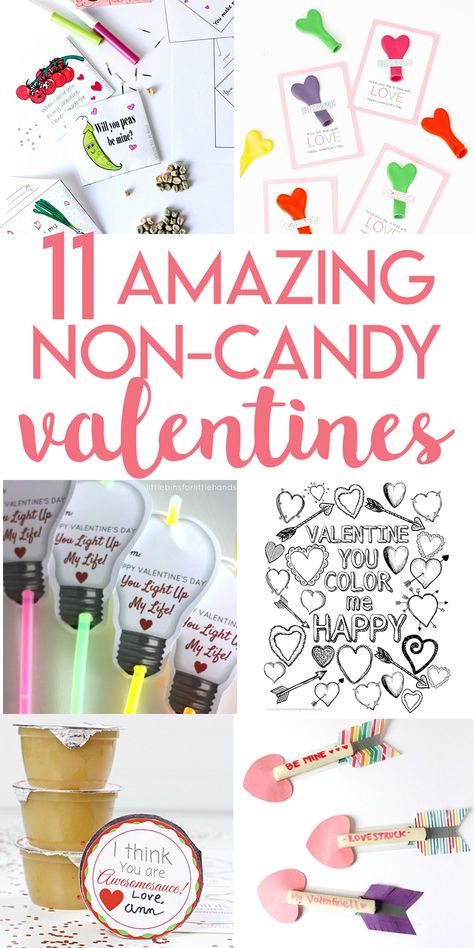 11 non-candy valentines to make for your friends for Valentine's Day Valentines Ideas For Your Kids, Kid Valentines, Day Ideas, Candy Free Valentines, Selamat Hari Valentine, Escuela Diy, Candy Kids, Valentines Bricolage, Valentine Printables