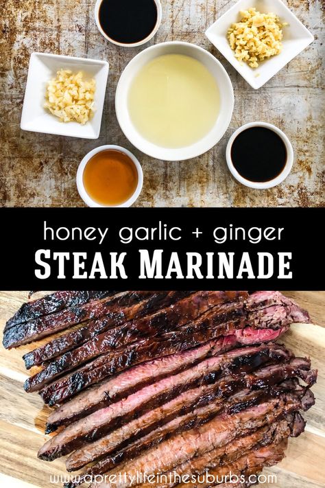 Chuck Steak Marinade, Ribs Marinade Recipe, Ginger Steak, Bacon Board, Easy Steak Marinade, Easy Steak Marinade Recipes, Steak Marinade Easy, Marinade Flank Steak, Teriyaki Steak