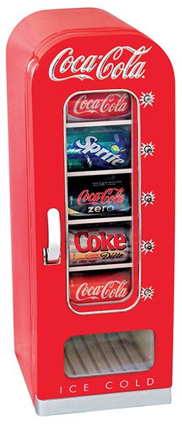 This small, Coca-Cola-branded beverage refrigerator is perfect to keep drinks chilled and ready to drink in your family room, man cave, or even office.  The Coca-Cola Vending Fridge holds 10 12-oz … Cozinha Do Mickey Mouse, Small Mini Fridge, Deco Cinema, Low Ceiling Basement, Beverage Center, At Home Movie Theater, Beverage Refrigerator, Coke Cola, Home Theater Rooms