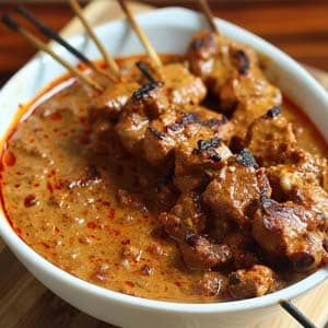 Satay Sauce Recipe Satay Sauce Recipe, Sauce Satay, Pork Satay, Asian Dipping Sauce, Satay Recipe, Asian Sauces, Indonesian Recipes, Satay Sauce, Fast Foods