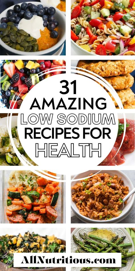 Here is your guide to the best low sodium recipes for more heart healthy dinners! These healthy diet foods are tasty, nutritious and will help you lower your sodium intake. Low Sodium High Potassium Meals, High Protein Low Carb Low Sodium Recipes, Very Low Sodium Recipes, Low Salt Heart Healthy Recipes, Low Sodium Snack Ideas, Healthy Dinner Recipes Low Sodium, Easy Cardiac Diet Recipes, Heart Health Recipes, Menieres Disease Diet Food