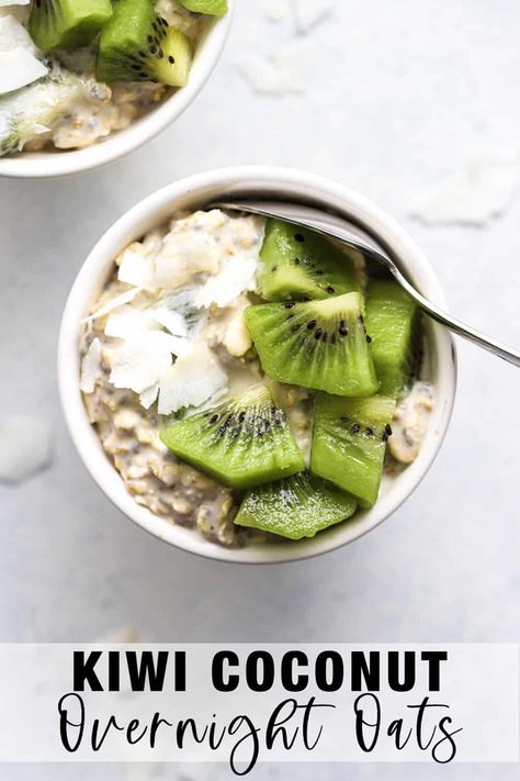 Kiwi Overnight Oats, Coconut Overnight Oats, Kiwi Recipes, Oats Recipes Breakfast, Overnight Oats Recipe Healthy, Radish Recipes, Overnight Oats Healthy, Healthy Carbs, Work Meals