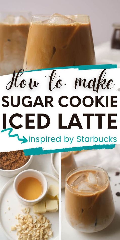 Iced Sugar Cookie Latte Starbucks, Copycat Starbucks Recipes Iced Coffee, Sugar Cookie Creamer Recipe, Sugar Cookie Oat Latte Starbucks, Sugar Cookie Coffee Creamer Recipe, Sugar Cookie Coffee Syrup, Sugar Cookie Syrup For Coffee, Sugar Cookie Drink, Sugar Cookie Iced Coffee