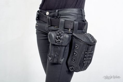 MANIACAL MENACE Utility Belt and Hip Bag Leather Utility Belt, Leather Hip Bag, Utility Belt, Shoulder Backpack, Alt Fashion, Travel Stuff, Recycled Leather, Small Pouches, Hip Bag