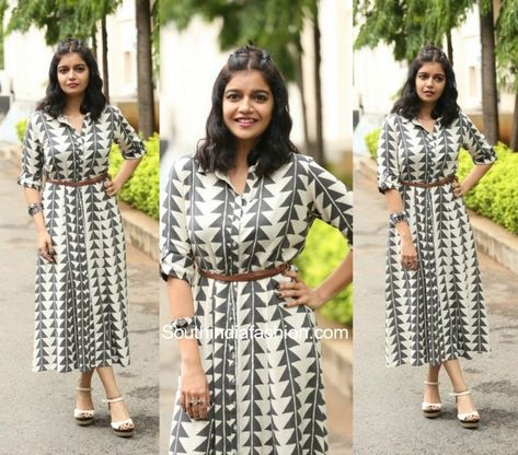 Swathi Reddy at London Babulu movie trailer launch Casual Frocks For Women Western, Swathi Reddy, Western Frocks, Frocks For Women, Kalamkari Dresses, Ikkat Dresses, Western Dresses For Women, Casual Frocks, Cowgirl Tuff