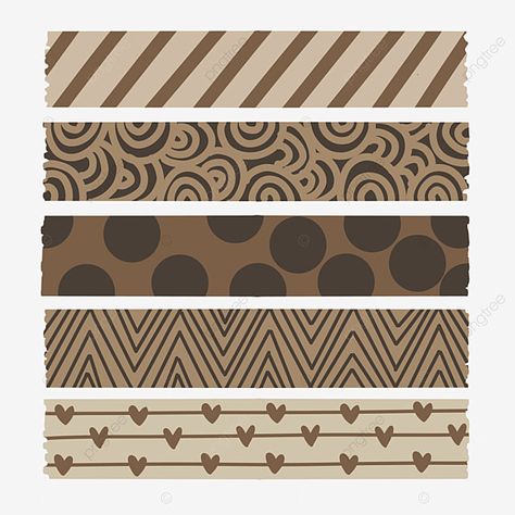 Brown Washi Tape Aesthetic, Washi Tape Patterns Free Printable, Washi Tape Designs Journals, Brown Tape Sticker, Washi Tapes Design, Brown Journal Design, Brown Washi Tape Printable, Journal Tape Sticker, Journaling Stickers Free Printable