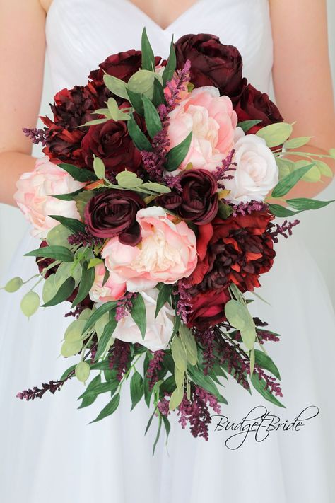 Blush Wedding Bouquet, Burgundy Wedding Flowers, Blush Bouquet Wedding, Wedding Bouquet Ideas, Burgundy And Blush Wedding, Blush Wedding Flowers, Cascade Bouquet, Fall Wedding Flowers, Pink Wedding Flowers