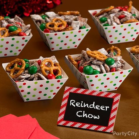 Reindeer Chow Mix | Party City Preschool Christmas Party, Reindeer Chow, Christmas Party Snacks, School Christmas Party, Christmas Snack, Christmas Movie Night, Scene Setters, Holiday Party Themes, Home Classroom