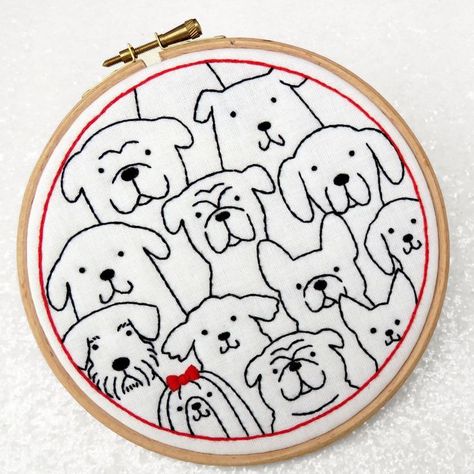 The 'Dogs, Dogs, Dogs" embroidery kit is a popular design for people wanting an easy stitch (and dog lovers of course) as it just used a handful of basic stitches 🐶 Can you spot your pooch? 🐕 Woof! 🐩 Dogs Embroidery, Types Of Embroidery Stitches, Embroidery Dog, Modern Embroidery Kit, Beginners Embroidery, Hand Embroidery Kits, Easy Embroidery, Stitch Guide, Diy Embroidery Patterns