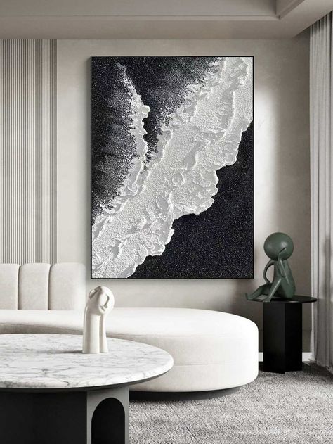 Black Textured Wall Art Black and White Abstract Art Black and - Etsy New Zealand Hemma Diy, Diy Canvas Wall Art, Textured Canvas Art, Black And White Painting, Black And White Wall Art, Linen Canvas, Textured Wall Art, Textured Wall, Black And White Abstract