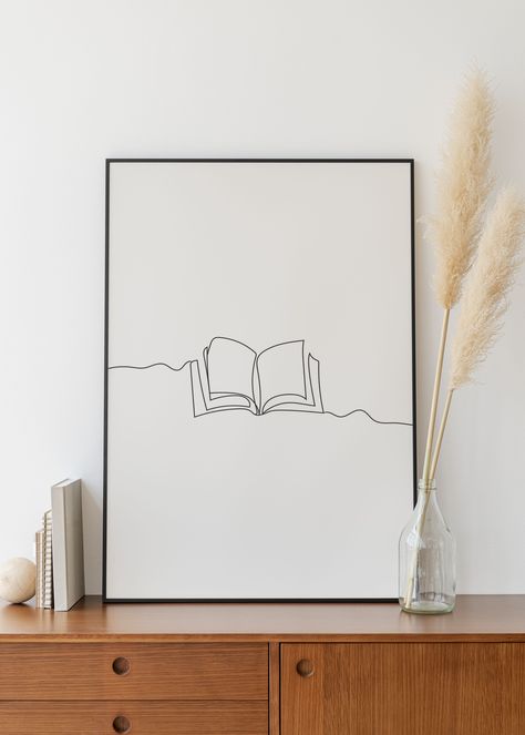 Sketch Room, Book Line Art, Minimalist Book, Line Art Digital, Book Outline, Simple Sketch, Single Line Drawing, Line Sketch, Simple Line Drawings