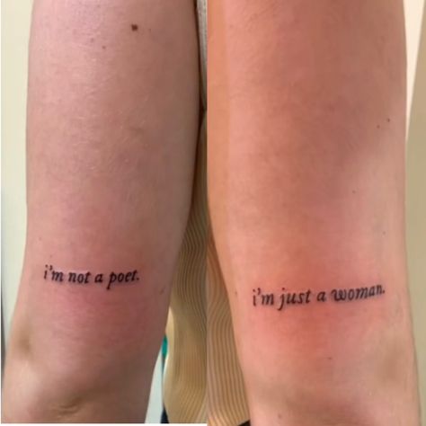 not mine, creds to the owner <3 I’m Not A Poet I’m Just A Woman Tattoo, Don’t Be A Stranger Tattoo, Thought Daughter Tattoos, It Matters Where You Are Tattoo, Not A Lot Just Forever Tattoo, Tattoos About Grandma, Book Tattoo Aesthetic, Little Women Tattoo Ideas, Amy March Tattoo