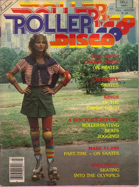 roller disco magazine Quad Skating, 70s Roller Disco, Mode Disco, Roller Skating Outfits, Cheryl Tiegs, Shoes Skate, Retro Roller Skates, Roller Rink, Roller Disco