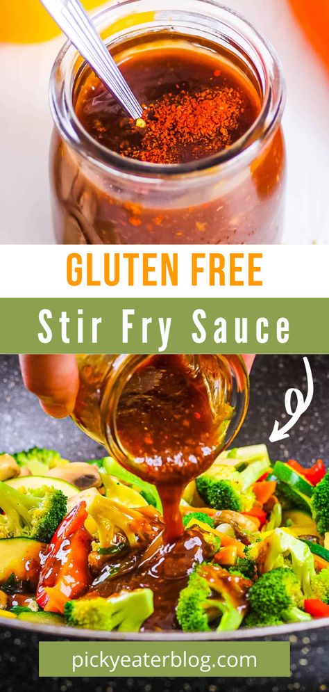 This healthy gluten free stir fry sauce combines savory & sweet coconut aminos with fresh garlic and ginger. Mix with vegetables, tofu, or chicken for an easy weeknight dinner that the whole family will love. Naturally soy-free, too! Stir Fry Sauce Coconut Aminos, Coconut Aminos Stir Fry Sauce, Gluten Free Stir Fry Sauce, Healthy Stir Fry Sauce, Gluten Free Stir Fry, Asian Stir Fry Sauce, Vegetarian Snacks Easy, Vegetarian Recipes Dinner Healthy, Healthy Stir Fry