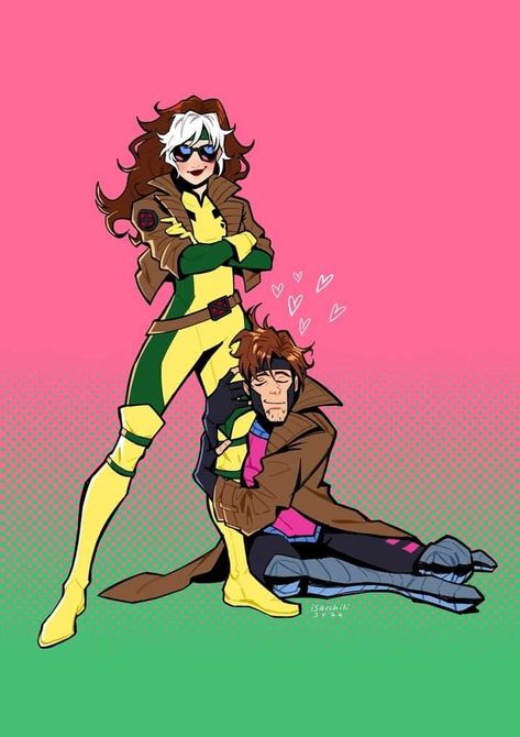 Rogue and Gambit - X MEN Rogue Makeup Xmen, Rogue X Men Fanart, Gambit And Rouge, Remy Lebeau And Rogue, Rogue And Gambit Comic, Gambit X Rogue Fanart, Gambit Comic Art, Romy Xmen, Gambit And Rogue Fanart