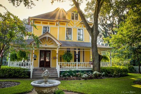 Yellow Victorian House - HDR Photo | HDR Creme Yellow Victorian House, Yellow House Exterior, Victorian Homes Exterior, Victorian Modern, Yellow Cottage, Small Cottages, Victorian Farmhouse, Casas The Sims 4, Yellow House