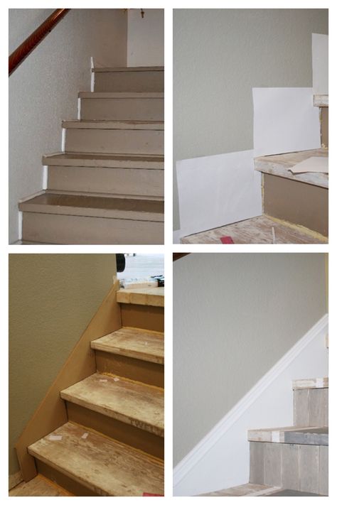 Stairway Skirt Board, How To Finish Side Of Stairs, Stair Skirts Ideas, Skirt Boards On Stairs, Faux Stair Skirting Ideas, Staircase Skirting Ideas, Stair Skirt Board Ideas, Diy Stair Skirt, Faux Stair Skirt