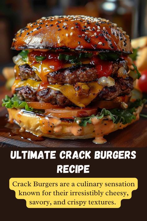 Ultimate Crack Burgers Recipe | The Best Crack Burger Recipe Coffee Rubbed Burgers, Cheeseburger Recipes Stove, Whiskey Burger Recipes, American Burger Recipe, Best Cheeseburgers, Best Hamburger Recipe Homemade Burgers, Fancy Burgers Ideas, Sausage Burgers Recipes, Grilled Cheese Burger Recipe