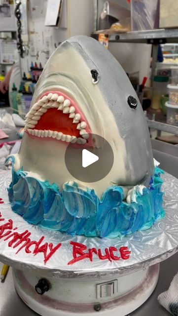 Bethel Bakery on Instagram: "Can you guess this cake design? 🤔  It’s a SHAAARK! 😱🦈  This week is Shark Week and we will have a variety of fin-tastic treats available in stores and for online orders! 🌊  Click the link in our bio to order!   #sharkweek #sharks #bethelbakery #buttercream #frenchbuttercream #pittsburghfood #cakedesigns #cakedecorating #pittsburgh #dessertoftheday #cakeoftheday #cakeart" Buttercream Shark Cake, Shark Cakes For Kids, Shark Cake Tutorial, Shark Cake Ideas, Birthday Cake Ideas For Boys, Shark Themed Cakes, Shark Cakes, Pittsburgh Food, Shark Birthday Cakes