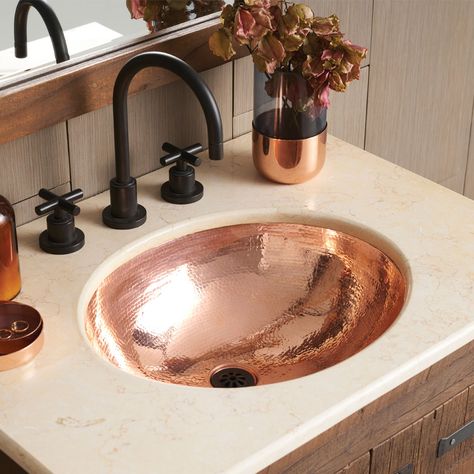 Classic-Copper-Bathroom-Sink-Polished-Copper-CPS468 Copper Bathroom Sink, Interior Hotel, Bathroom Sink Design, Copper Sink Bathroom, Copper Bathroom, Undermount Bathroom Sink, Classic Bathroom, Tuscan Decorating, Sink Design