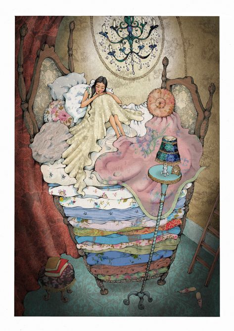 The Princess And The Pea, Princess Illustration, Alternative Disney Princesses, Tea Party Outfits, Princess Tattoo, Fairy Tale Illustration, Princess And The Pea, Vintage Fairies, Fairytale Illustration