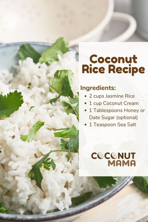 Brazilian Coconut Rice, Coconut Cream Rice, Thai Dinner, Coconut Rice Recipe, Creamed Rice, Recipes Rice, Coconut Rice, Jasmine Rice, Coconut Recipes