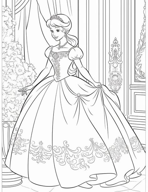 Princess Coloring Pages For Adults, Princess Coloring Pages For Kids, Princess Coloring Sheets, Cinderella Coloring Pages, Digital Coloring Pages, Disney Princess Coloring Pages, Printable Coloring Pages For Kids, Truck Coloring Pages, صفحات التلوين