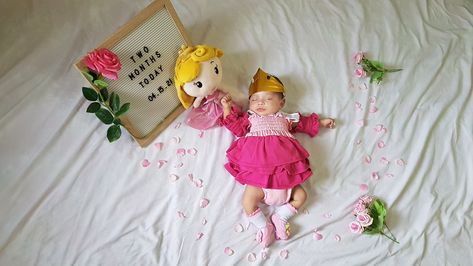 Princess Monthly Milestone, Sleeping Beauty Newborn Pictures, Sleeping Beauty Nursery Princess Aurora, Sleeping Beauty Baby Photoshoot, Sleeping Beauty Photoshoot, Sleeping Beauty Nursery, Princess Photo Shoot, Baby Birthday Photoshoot, Sleeping Beauty Princess