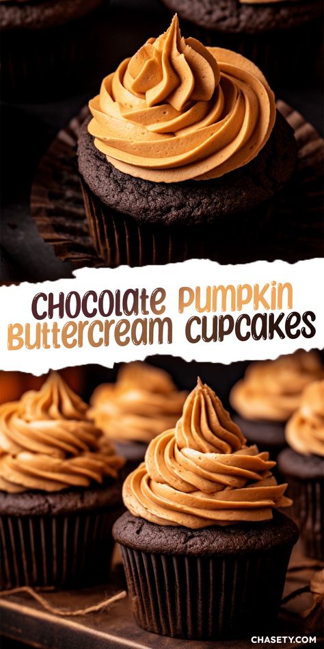 Fall Cupcakes Chocolate, Pumpkin Brigadeiro Recipe, Pumpkin Chocolate Cupcakes, Pumpkin Chocolate Chip Cupcakes With Cinnamon Buttercream, Chocolate Fall Cupcakes, Fall Chocolate Cupcakes, Fall Gourmet Cupcakes, Fancy Fall Cupcakes, Holiday Cupcakes Thanksgiving