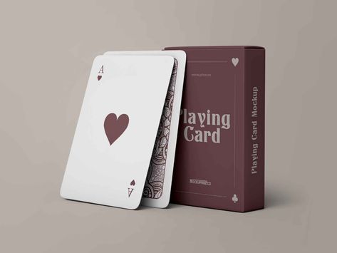 Free Playing Cards Mockup (PSD) Cool Playing Cards, Mockup Template Free, Playing Card Box, Custom Playing Cards, Bookmark Card, Playing Cards Design, Karten Design, Box Mockup, Poker Cards