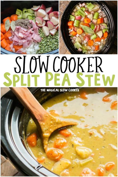 Slow Cooker Split Pea Stew Ham Soup Slow Cooker, Pea Soup Crockpot, Split Pea Soup Slow Cooker, Split Pea And Ham Soup, Split Pea Soup Crockpot, Food Crockpot, Yellow Split Pea, Soup Slow Cooker, Magical Slow Cooker