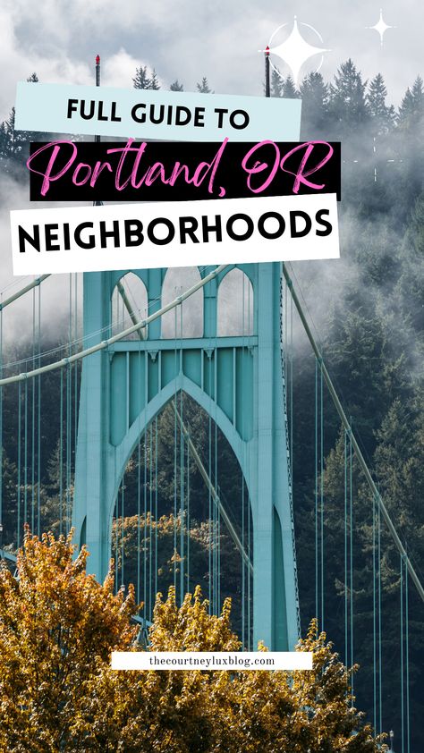 Portland, Oregon has amazing neighborhoods, each with its own quirks, culture, street art, and food!  As Portland, Oregon grew and developed as a city, it kept the spirit of the small community alive by keeping conveniences in each community. No matter what neighborhood in Portland, Oregon you find yourself in, you have community-specific businesses, shops, and cafes just down the street.  These are the neighborhoods in Portland explained- #Portland #Oregon #PacificNorthwest #Summer #Vacation Portland Oregon Homes, Portland Oregon Aesthetic, Oregon Aesthetic, Portland Neighborhoods, Pacific Northwest Travel, Oregon Vacation, Small Community, Portland Travel, Portland City