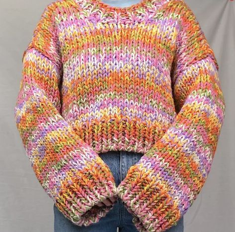 Multicolor Knit Sweater, Yellow Chunky Sweater, Multicolor Knit, Hand Knitted Jumpers, Handmade Knitwear, Crochet Fashion Patterns, Chunky Knit Sweater, Crochet Shoes, Hand Knitted Sweaters