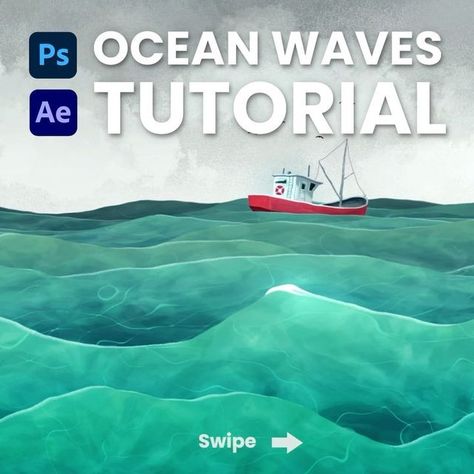 Motion Graphics Tutorial, Textured Waves, After Effects Projects, Adobe Creative, 2d Animation, Photoshop Tutorial, Instagram Repost, Ocean Waves, After Effects