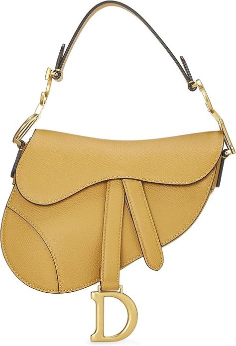 Amazon.com: Dior, Pre-Loved Yellow Leather Saddle Bag Mini, Yellow : Luxury Stores Leather Saddle Bags, Yellow Leather, Saddle Bag, Luxury Store, Chic Woman, Sophisticated Style, Saddle Bags, Women's Style, Mini Bag