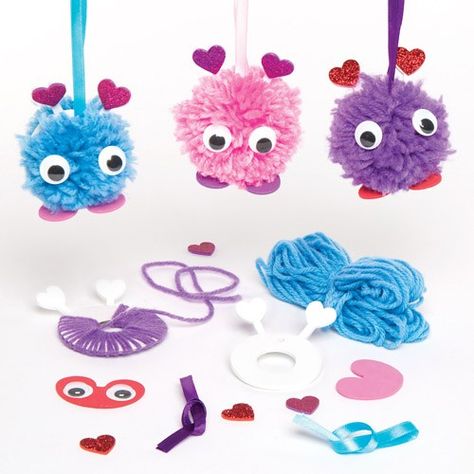 Foam Decorations, Pom Pom Animals, Pom Pom Decorations, Pom Crafts, Diy Pom Poms, Purple Owl, Valentines Crafts, Kids Crafting, Pom Pom Crafts