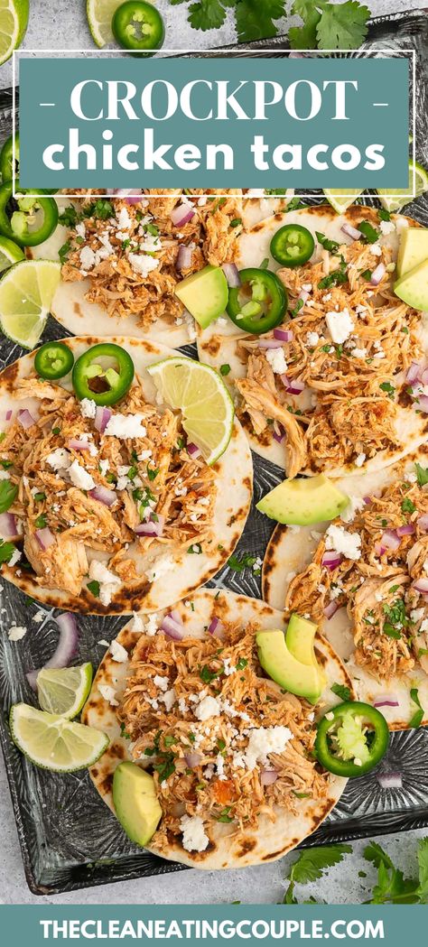 Essen, Instant Pot Chicken Tacos Frozen, Tex Mex Chicken Crockpot, Quick And Easy Crock Pot Meals, Lunch Ideas With Shredded Chicken, Mexican With Chicken Recipes, Crockpot Pulled Chicken Tacos, Chicken Thigh Tacos Crockpot, Crockpot Chicken Street Tacos