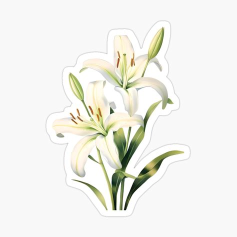 Lilies Flower in Sticker and more Check out in our store Plein Air Watercolor, Arte Grunge, Nature Stickers, Watercolor Stickers, Flower Sticker, Scrapbook Stickers Printable, Spring Painting, Floral Stickers, Beautiful Stickers