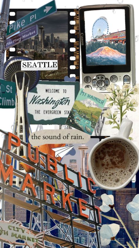 #seattle Seattle Vibes Aesthetic, Washington State Aesthetic Wallpaper, Washington State Wallpaper, Seattle Coffee Aesthetic, Living In Seattle Aesthetic, Seattle Living Aesthetic, Seattle Aesthetic Wallpaper, Seattle Pictures Ideas, Seattle Artwork