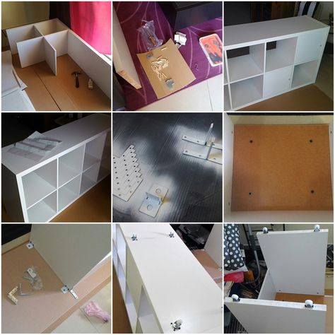 Assemble the KALLAX Kallax Workstation Ideas, Ikea Kallax Configuration, Linnmon Desk Hack, Ikea Kallax Workstation, Ikea Kallax 3x4, Kallax Ikea 112x147, Ikea Kallax Desk, Kallax Desk, Linnmon Desk