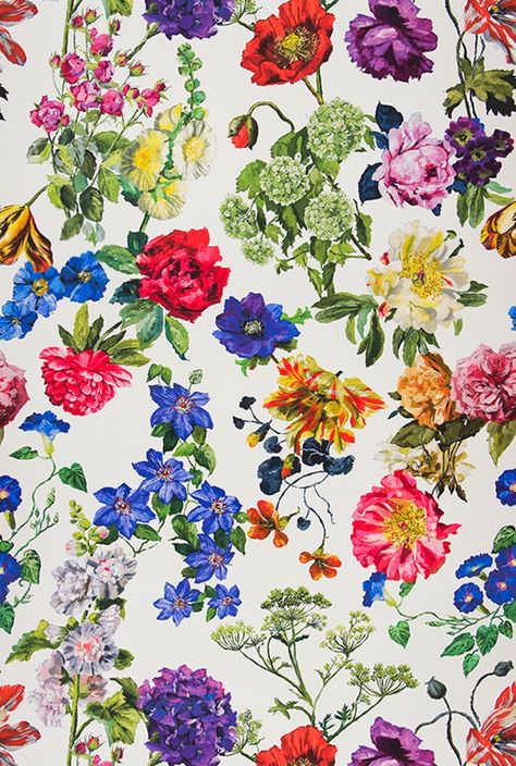 Botanisk Illustration, Tricia Guild, Digital Flower, Design Textile, Deco Floral, Digital Print Fabric, Hand Painted Flowers, Bunch Of Flowers, Designers Guild