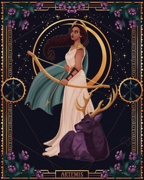 Chelsea J on Instagram: “✨ Artemis ✨ For #jbmythmonth I had fun trying to make this deer. That's something I really enjoy about prompts. You end up making things…” Goddess Of The Hunt, Artemis Goddess, What Is Meant, Greek Goddess, The Mediterranean, The Golden, Chelsea, Jade, Art Print