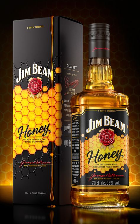 Jim Beam Honey on Behance Honey Label Design Ideas, Aston Martin Db5 1964, Honey Branding, Label Design Ideas, Honey Label Design, Whiskey Packaging, Honey Drink, Art Packaging, Honey Logo